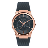 Ferragamo Men’s Swiss Made Quartz Black Silicone Strap Black Dial 41mm Watch SFHP00420